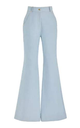 Sergio Hudson - Exclusive Denim High-Rise Flared-Leg Pants