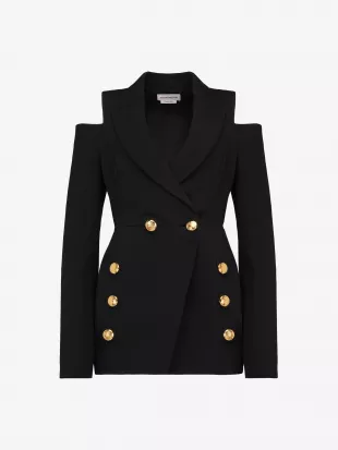 Alexander McQueen - Cut-out Double-breasted Military Jacket in Black
