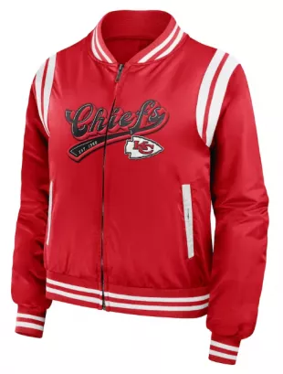 Red Kansas City Chiefs Bomber Full Zip Jacket