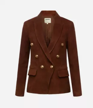 Kenzie Double Breasted Blazer In Brown