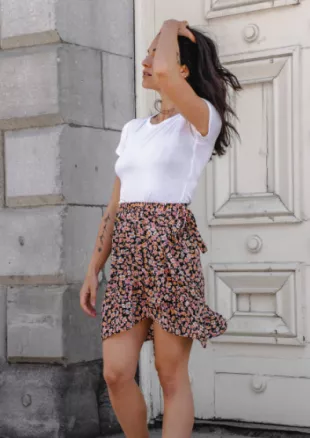 Fuchsia Floral Wrap Skirt