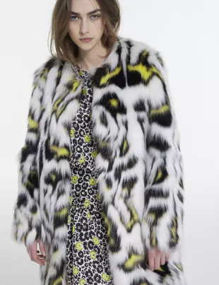 Printed Faux Fur Coat