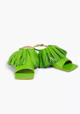 Charlie Tassel Slingback Sandals In Bright Green