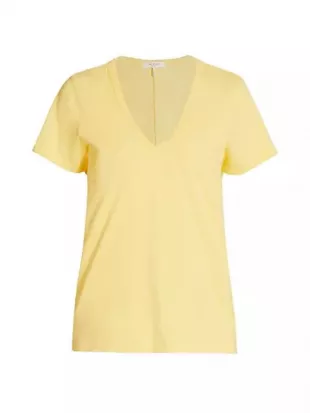 The Slub Vee Short Sleeve Yellow Cotton T Shirt