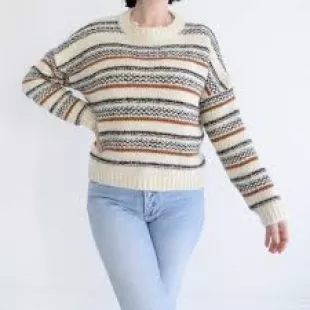 Elsamanda Striped Chunky Knit Alpaca Wool Blend Sweater