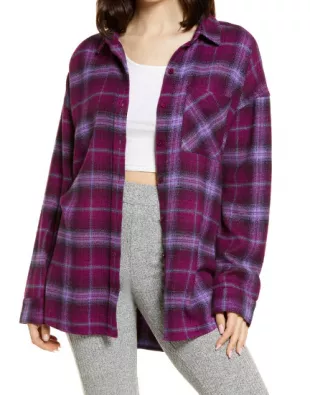 Boyfriend Plaid Flannel Button Up Shirt