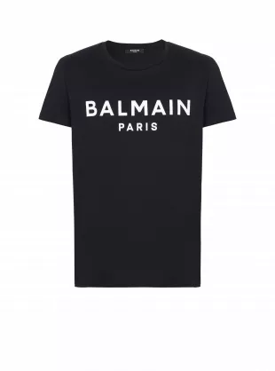Eco-Designed Cotton T-shirt with Balmain Paris Logo Print