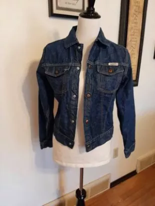 Vintage Femmes/Jeunes Gauchos Denim Jean Crop Jacket Taille S-Women L Jeunesse Dark Wash 70S 80S Cropped Trucker Jacket