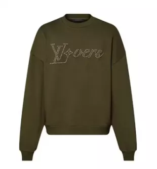Olive Green Studded LV Lovers Sweatshirt