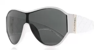 Acetate Quilted Shield Sunglasses 5426 White