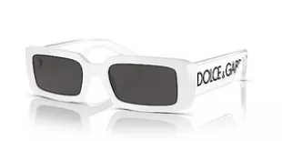 DG 6187 331287 White Plastic Rectangle Sunglasses Grey Lens