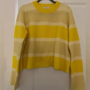 Wool & Cashmere Yellow Marin Stripe Crew Sweater