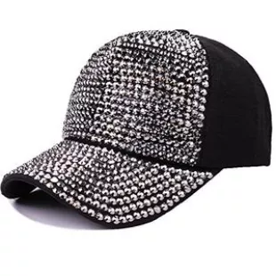 Studded Rhinestone Crystals Adjustable Baseball Cap Plain Sparkle Bling Denim Sun Hat