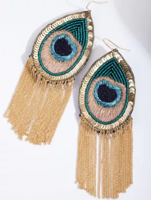 Peacock Chain Chandelier Earrings