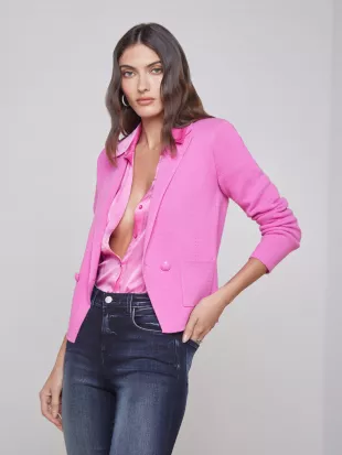 Sofia Knit Blazer in Hot Pink
