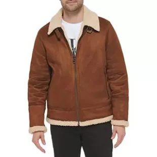 Bomber Jacket with Shearling Lining