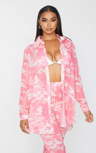 Pink Cow Print Beach Shirt