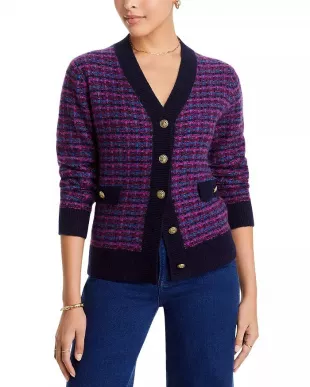 Trim Cashmere Cardigan
