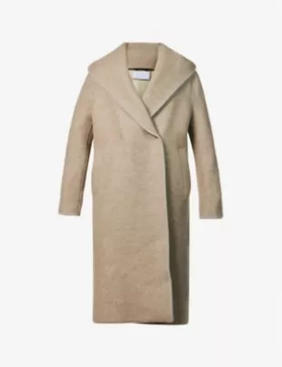 Double-Breasted Dropped-Shoulder Relaxed-Fit Wool Coat