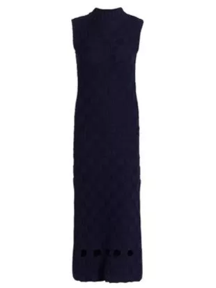 Glacier Checker-Knit Midi Dress