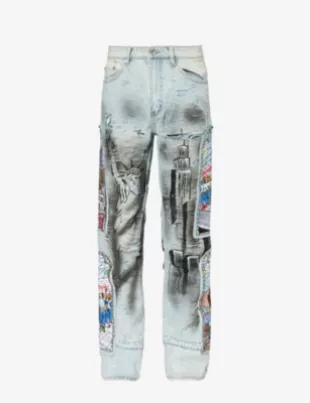 Blue Statue Of Liberty Print Jeans