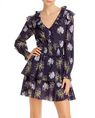 Rebecca taylor vivianna hot sale ruffled floral dress