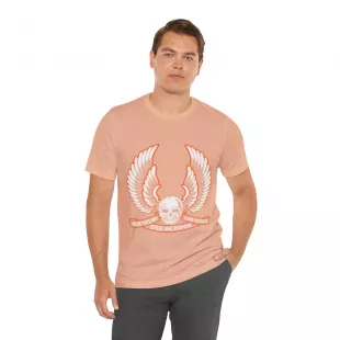 Harley-David­son Wings Skull t-shirt worn by Ja­son Mo­moa in On the Roam S01 E01 Unisex Jersey Short Sleeve Tee