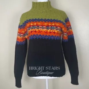 Vintage Fair Isle Wool Turtleneck Sweater