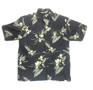 Men’s Hawaiian 100% Silk Shirt - Palm Hibiscus print
