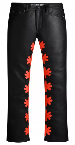 Lostshdws Black & Red Inner-Leg Star Leather Pants worn by Lil Durk on the Instagram  account @lildurk