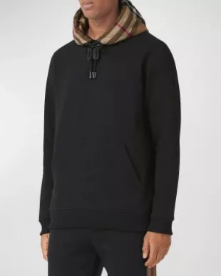 Men's Check-Hood Pullover Sweatshirt
