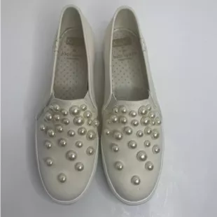 Kate Spade Keds Pearl Cream Triple Decker Platform Slip On Sneakers