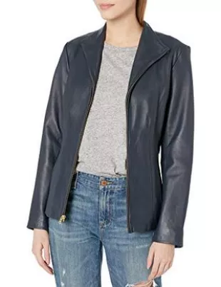 Leather Wing Collared Jacket