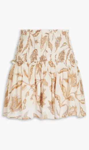 Amyris Valdis Shirred Floral Print Seersucker Mini Skirt