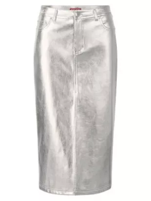 Oaklyn Metallic Faux Leather Skirt