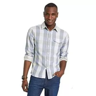 Men's Plaid Long Sleeve Button-Down Shirt