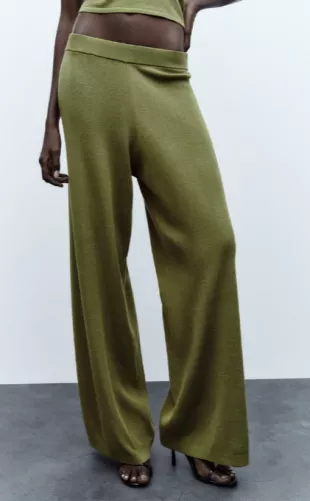 Straight Fit Knit Trousers