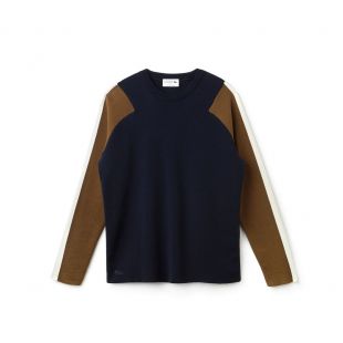 Pull col rond Made in France en maille color block