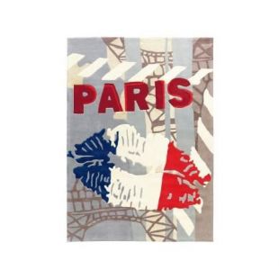 Tapis Bisous Paris bleu, blanc et rouge 120x180 cm