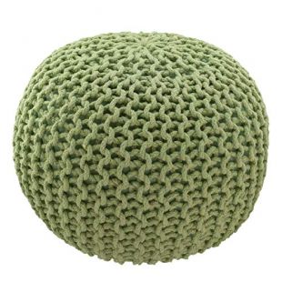 Inconnu Tabouret Pouf Cube Poufs fabriqué à la Main Coton Tricot Large Vert 43 x 40 cm - Vert