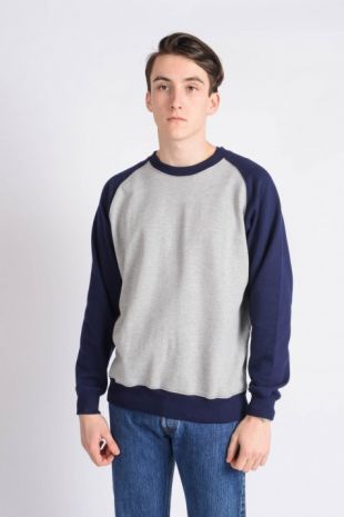 Pop Boutique Raglan crew sweatshirt Navy & Grey