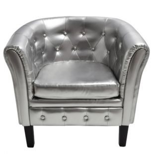 Fauteuil Chesterfield argent