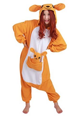 FashionFits Unisex Animal Onesie Pyjama Kangaroo Jumpsuit Cartoon Cosplay Outfit L