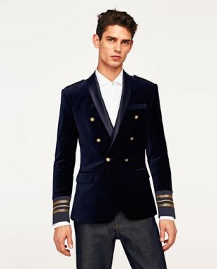 VESTE EN VELOURS À CONTRASTES   VESTES SOLDES HOMME |