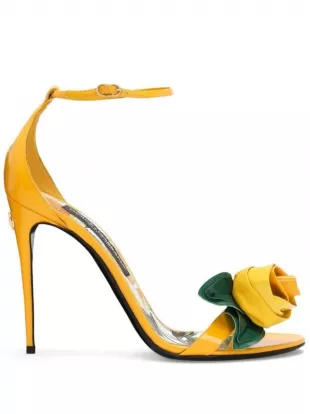 Floral-appliqué Patent Leather Sandals