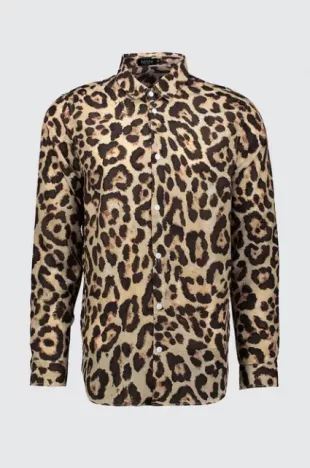 Animal Print Relaxed Fit Long Sleeve Shirt