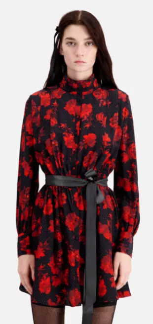 Short Printed Silk Shirt Dress