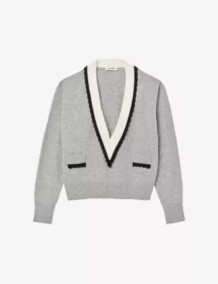 Contrast-Neck Wool And Cashmere-Blend Jumper
