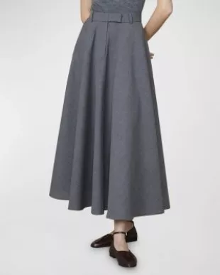 Bertille Wool A-Line Maxi Skirt