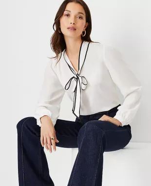Tipped Tie Neck Top by